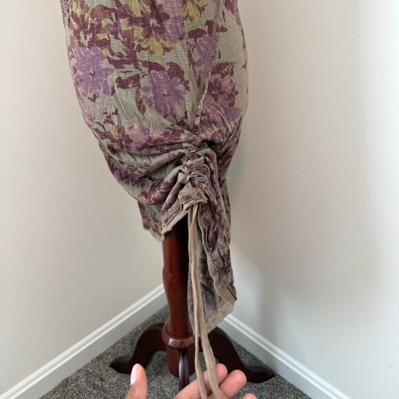 Danza Olive Green Purple Floral Dress - Picture 3 of 6